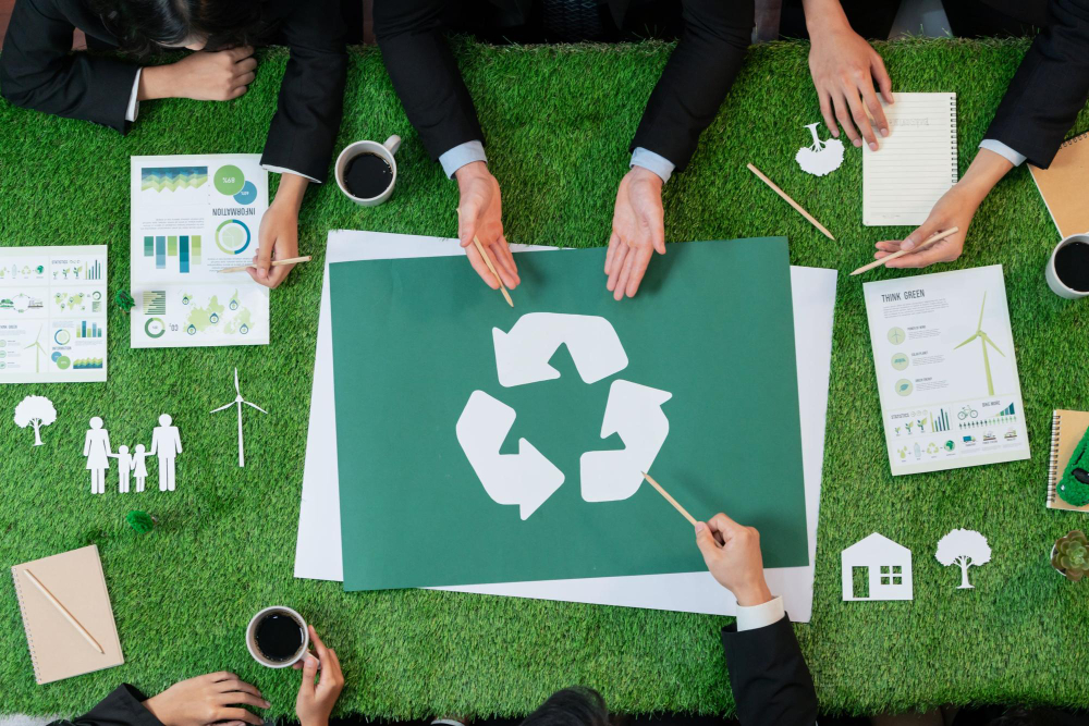 Mesa de reuniones con símbolo de reutilizzable